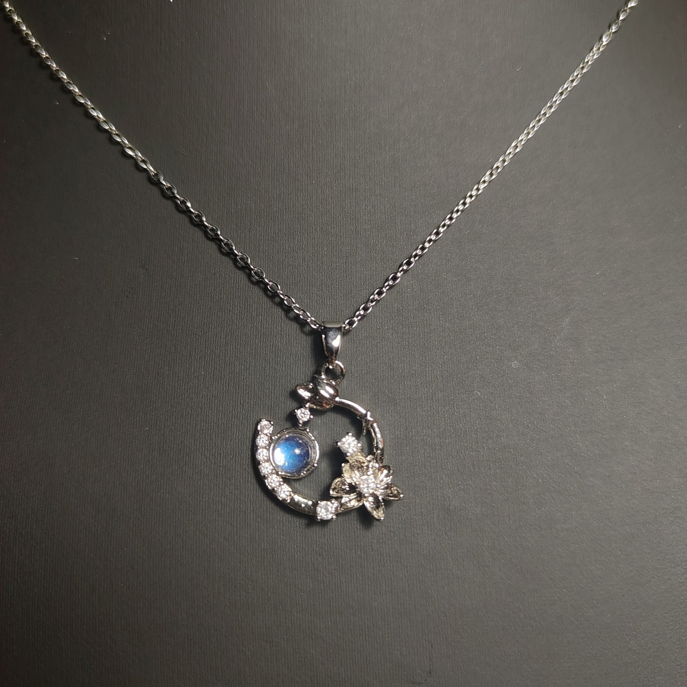 Silver Moon and Star Necklace